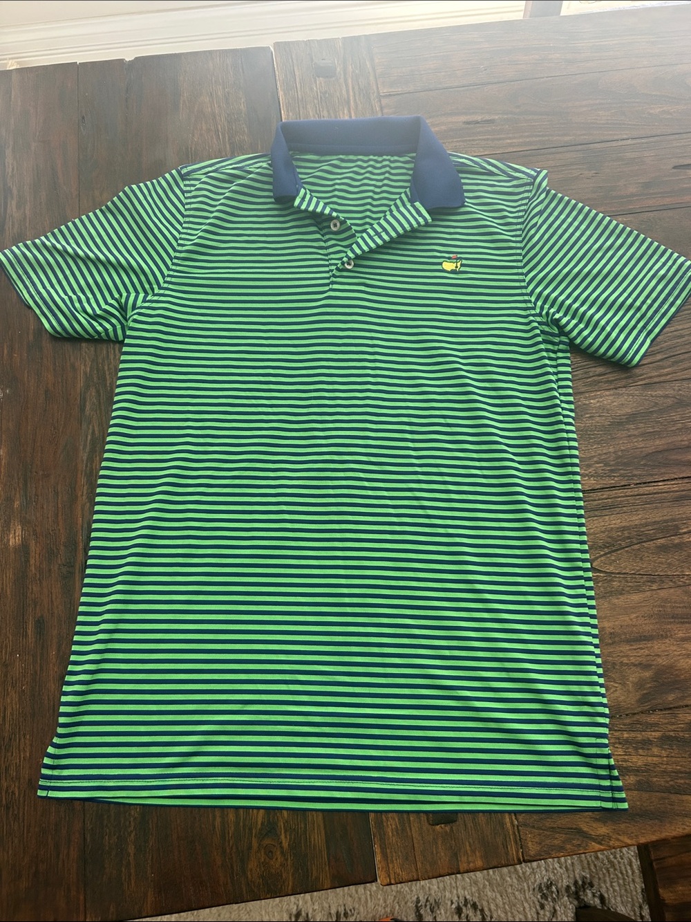 Masters Green & Navy Striped Golf Polo